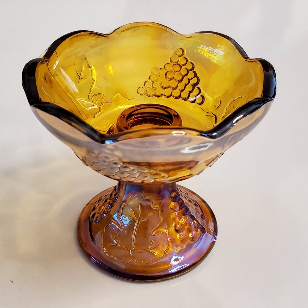 (ONLY SOLD IN BUNDLE of 2 items or More) Harvest Carnival  Amber 4" Candlestick